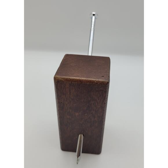 Vtg Paperweight Pen Holder Long Nail Shape Ball Point Pen in Wood Block Prince - Picture 4 of 16